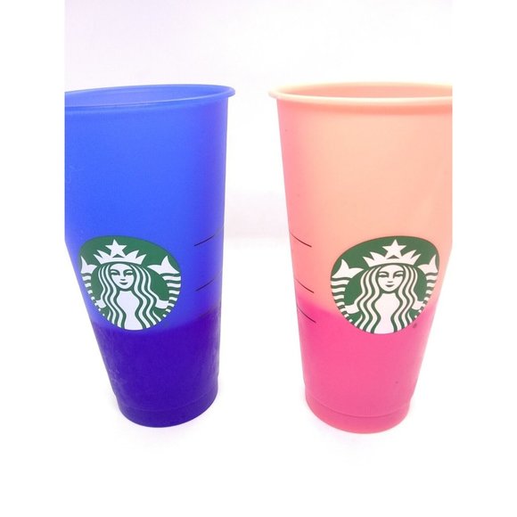 Starbucks Reusable Color Changing Cups Set Of 9 w/ ONLY 1 LID & Straw 2020 24fl - Picture 6 of 12